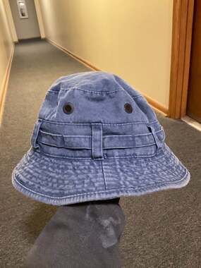 Vintage Broner Blue Washed Cotton Boonie Bucket Hat Size Medium